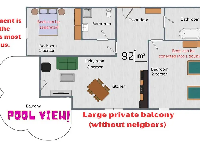 شقة Bella - 3 Pools, 2 Bedrooms & 2 Bathrooms ساني بيتش